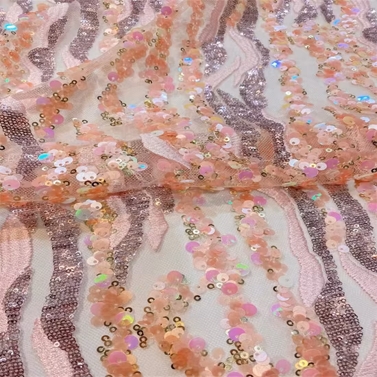 Tecidos de renda bordados com design de alta qualidade da moda para vestidos de festa